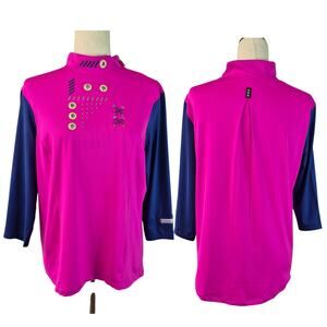 Jamie Sadock Pink Blue Yellow Activewear Top Shirt Golf Tennis Pickleball M